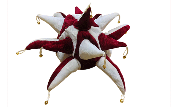 Maroon and White Jester Hat